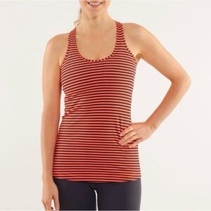 Lululemon Cool Racerback size 4 Classic Stripe orange Light Flare Inkwell